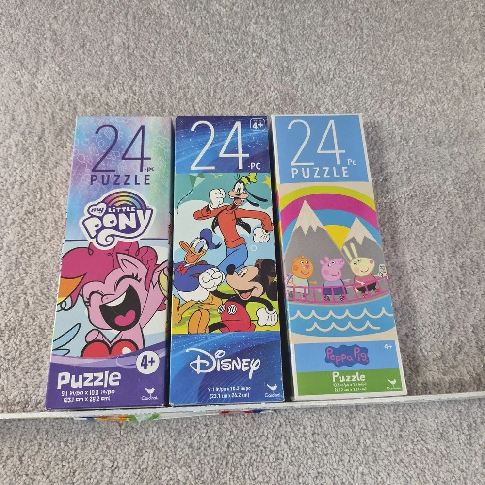Lot of 3 My Little Pony, Peppa pig, Mickey Mouse kids puzzles 24pc Size 9.1x10.3